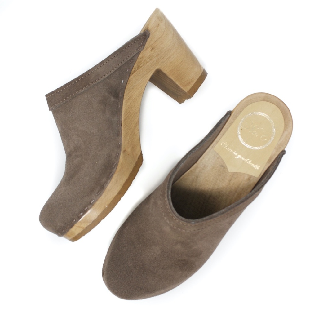 No. 6 Old School Suede Clogs - light grey
